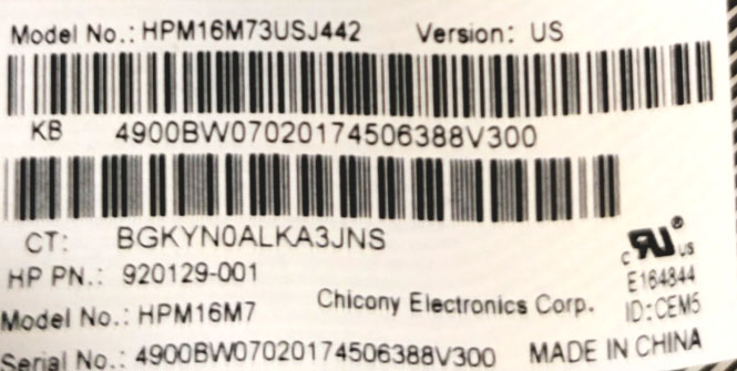 HP keyboard part number identification