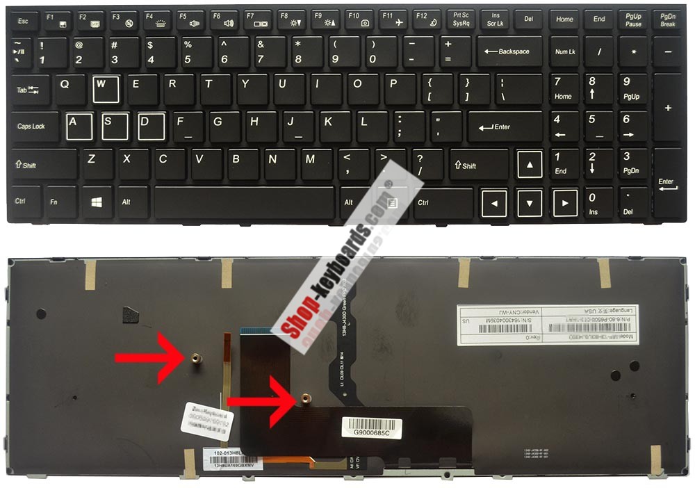 Clevo MP-13H83USJ430B Keyboard replacement