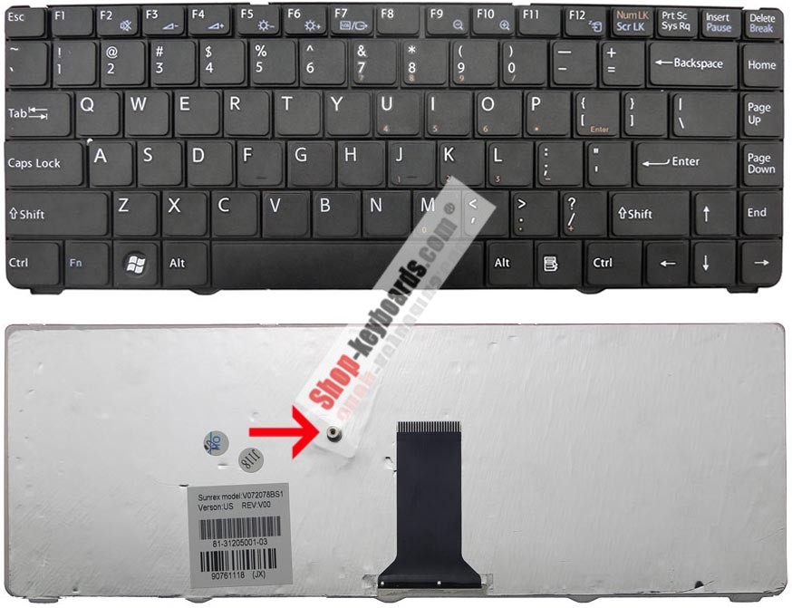 Sony VAIO VGN-NR160NS Keyboard replacement