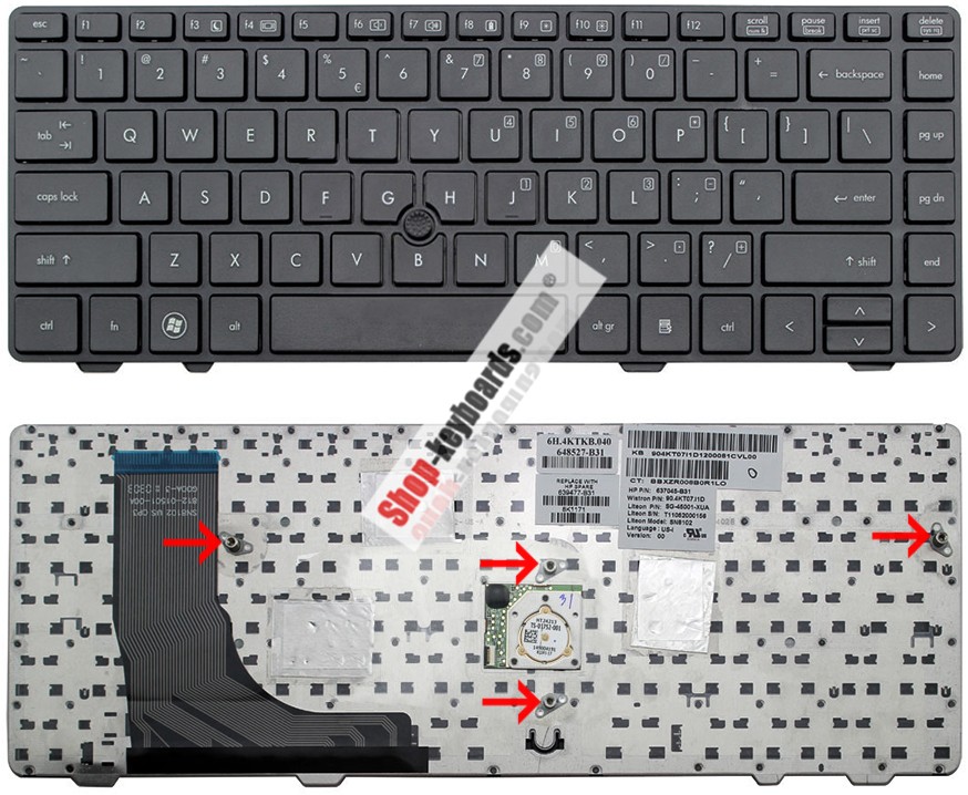 HP 90.4KT07.U1D Keyboard replacement