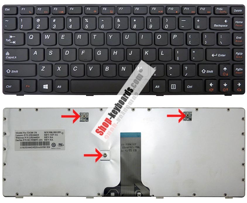 Lenovo 9Z.N5TSQ.T0S Keyboard replacement