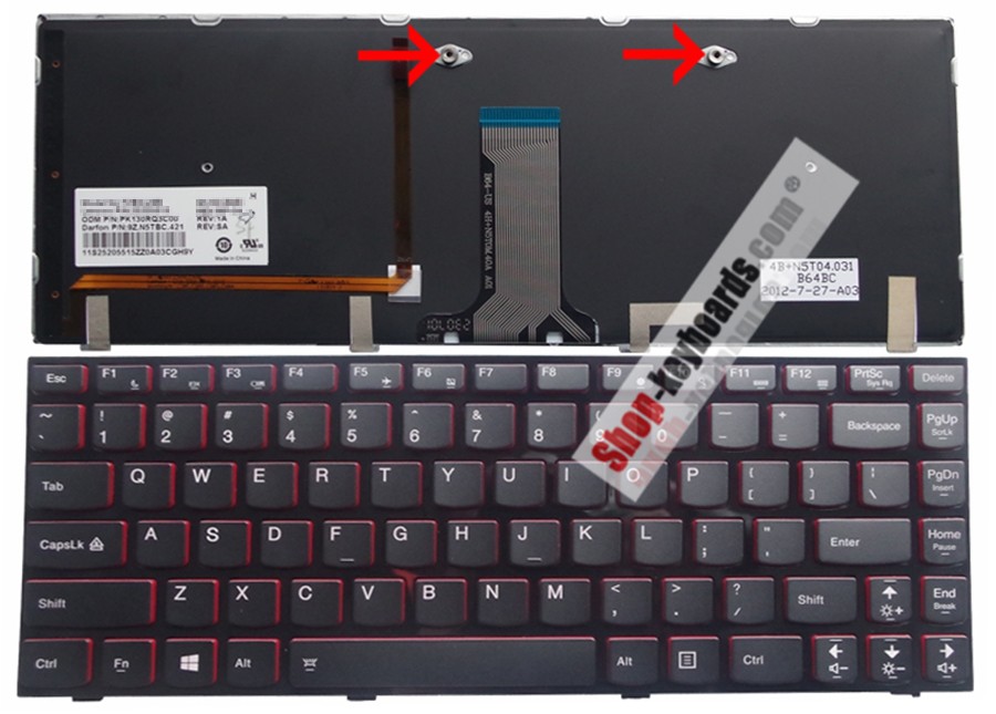 Lenovo 9Z.N5TBC.40F Keyboard replacement