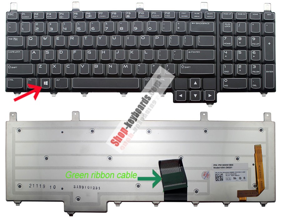 Dell NSK-D8GOE Keyboard replacement