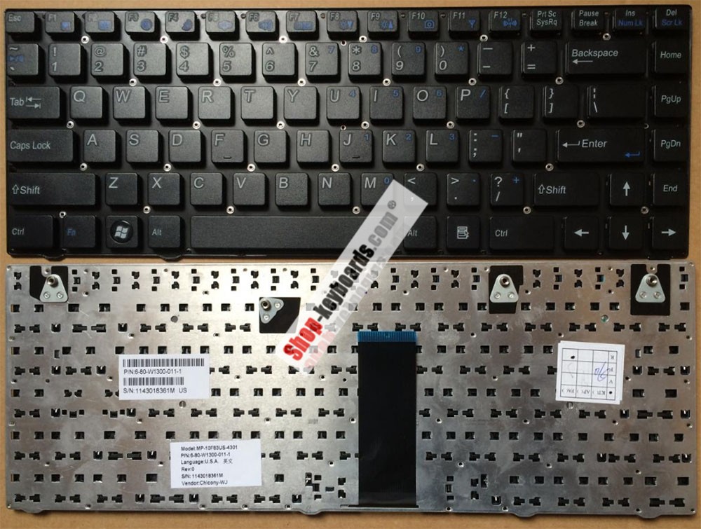 Clevo MP-10F86F0-4301W Keyboard replacement