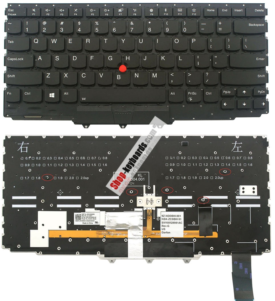 Lenovo ThinkPad X1 Yoga 2nd 20JF Keyboard replacement