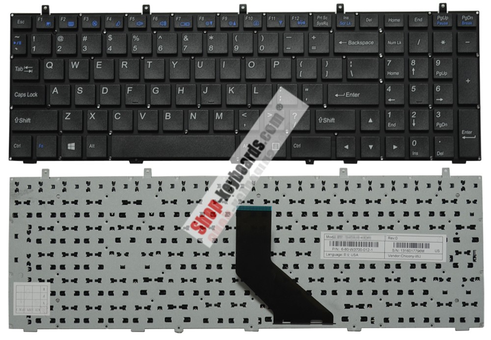 Clevo MP-12A30J0-4307 Keyboard replacement