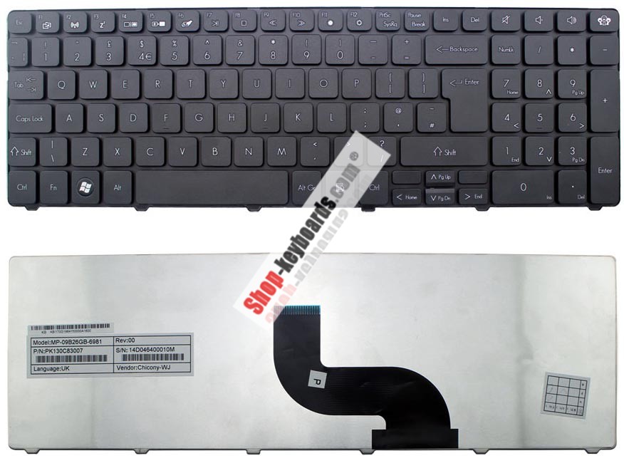 Gateway NV73A17u Keyboard replacement