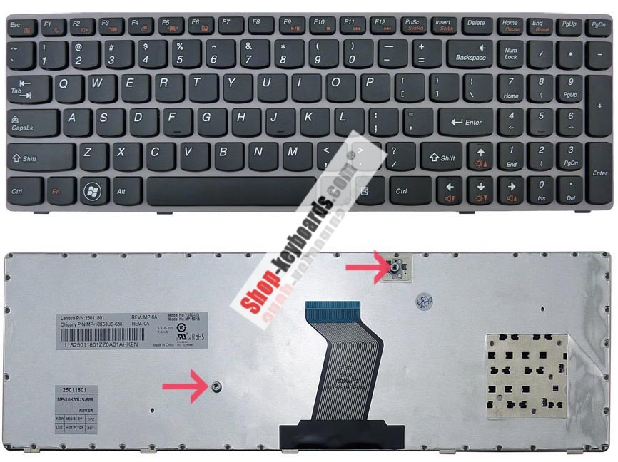 Lenovo MP-10K53US-686 Keyboard replacement
