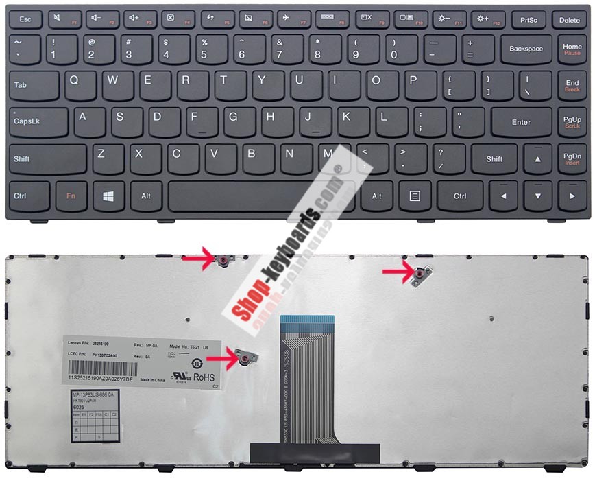 Lenovo 5N20K13206 Keyboard replacement